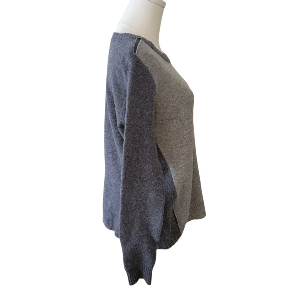 J. Crew Gray Wool Zipper Detail Scoop Neckline Sweater‎ Size Medium